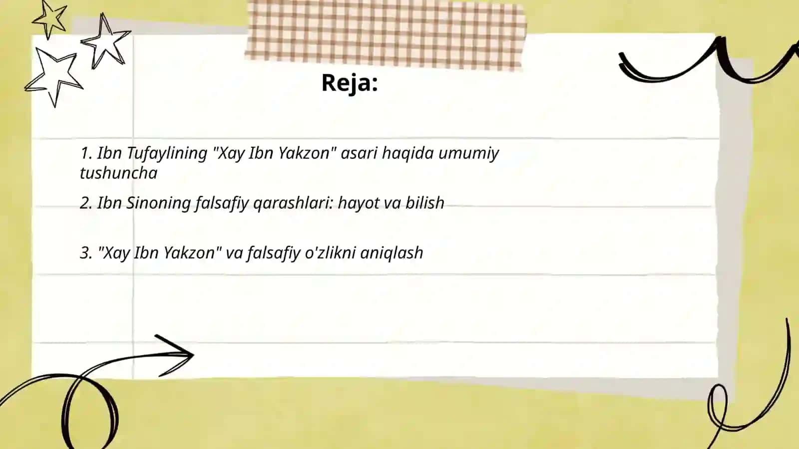 Ibn Tufayli va Ibn Sinaoning "Xay Ibn Yakzon o'g'li" risolasini qiysiy tahlili etish 2