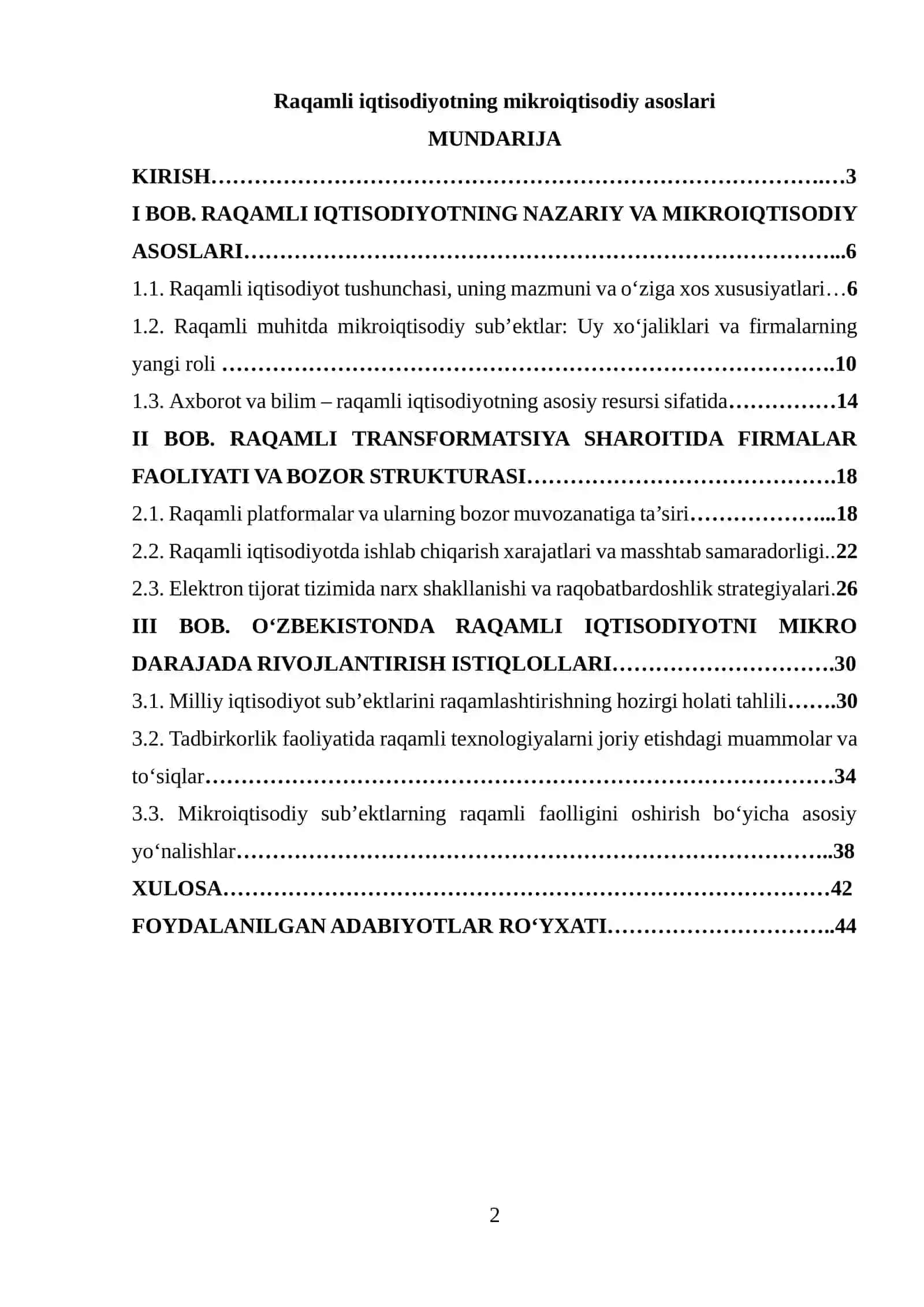 Raqamli iqtisodiyotning mikroiqtisodiy asoslari 2