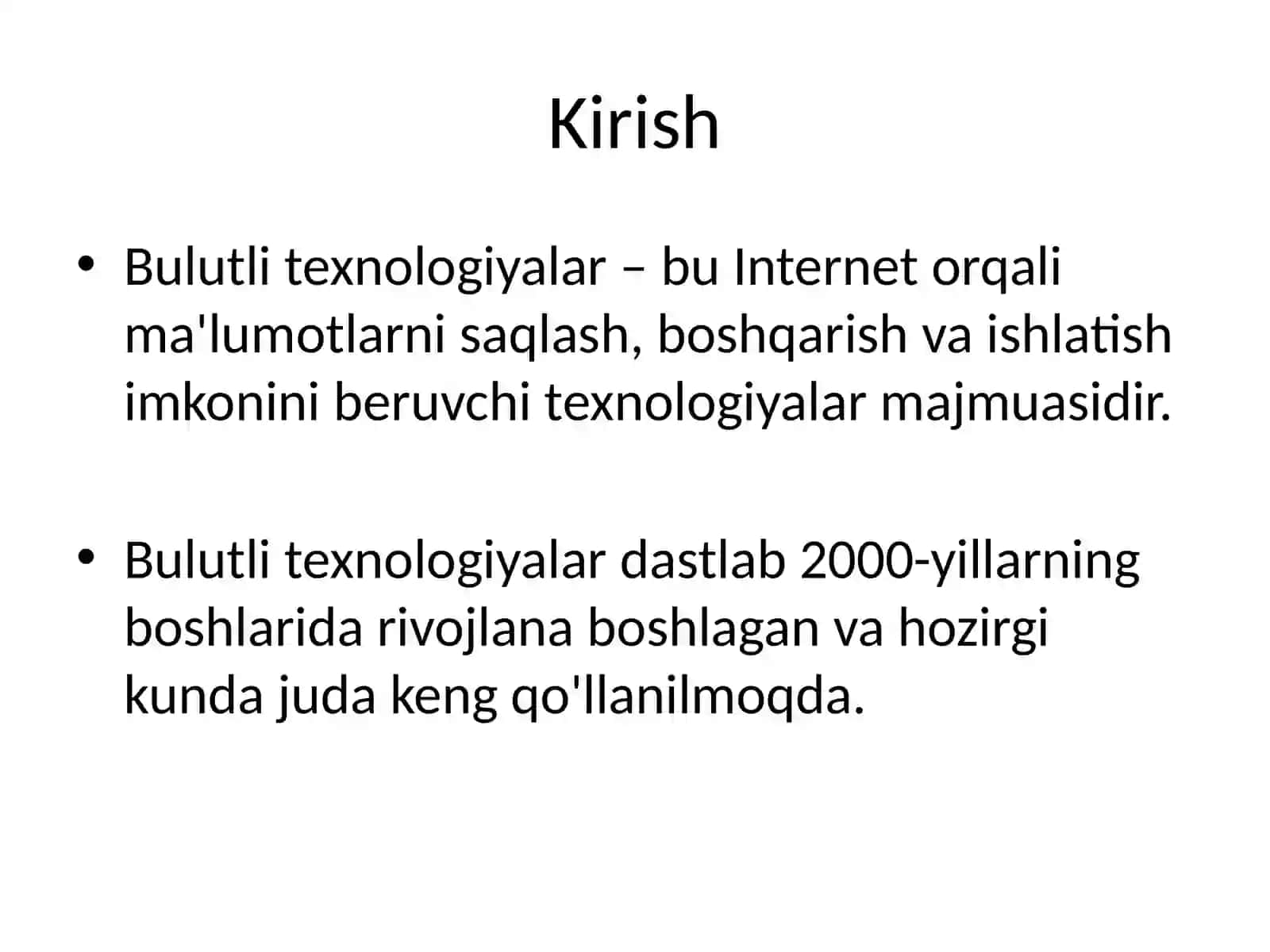 Bulutli texnologiyalar va ular bilan ishlash 2