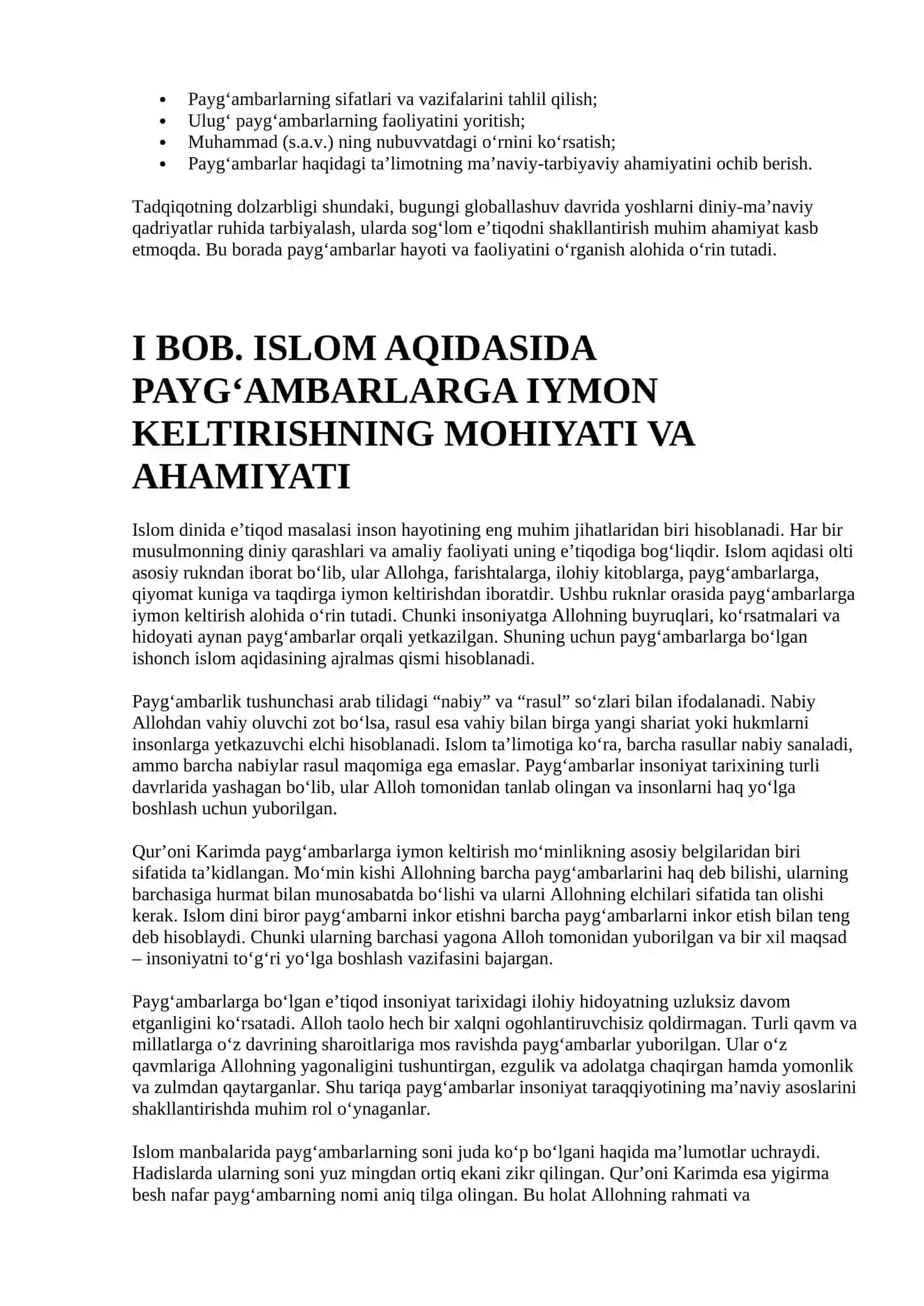 ISLOM DINIDA PAYG‘AMBARLARGA ISHONISH MASALASI 2
