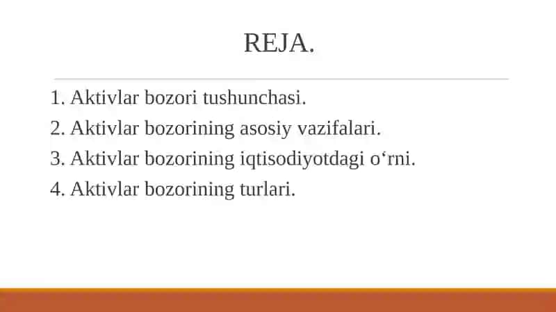 Aktivlar bozori tushunchasi va uning iqtisodiyotdagi o‘rni 2