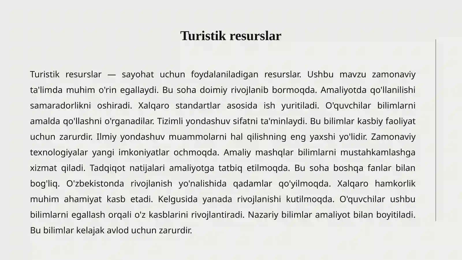 Turistik resurslar 2