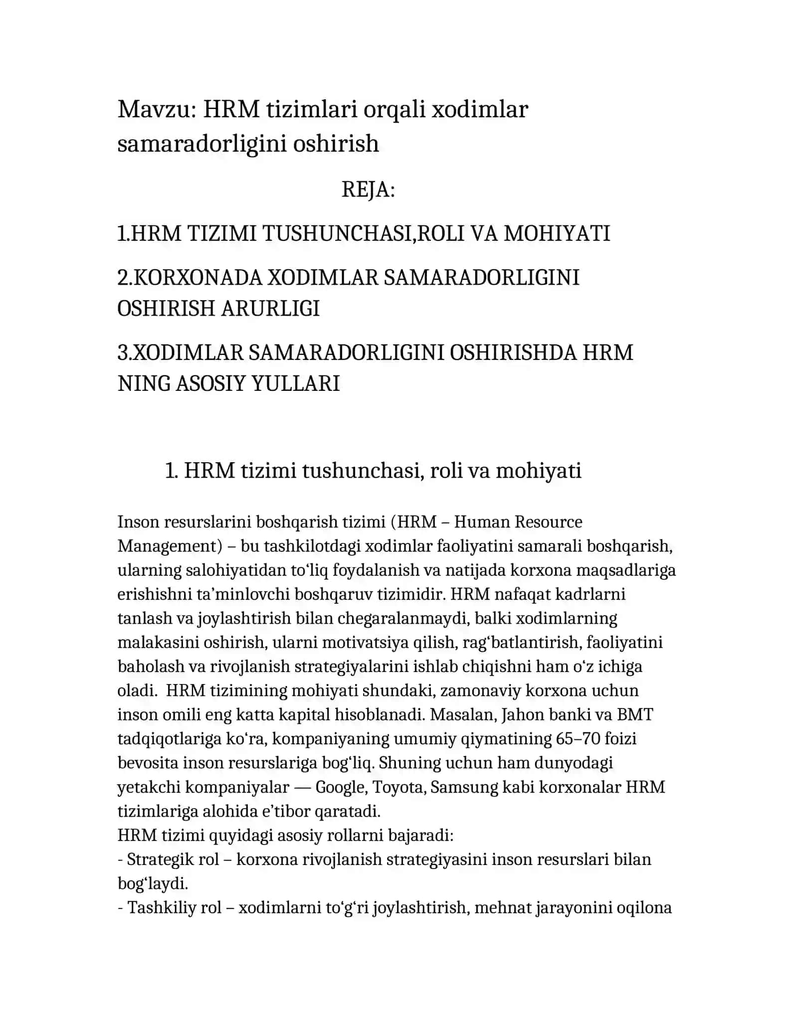 HRM tizimlari orqali xodimlar samaradorligini oshirish 2