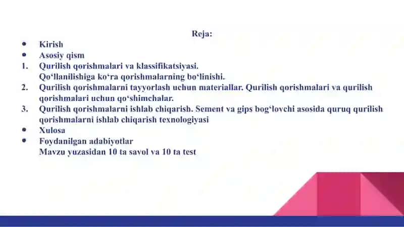 Sementasosida Qurilish Qorishmalarini Ishlab Chiqarish Texnologiyasi 2