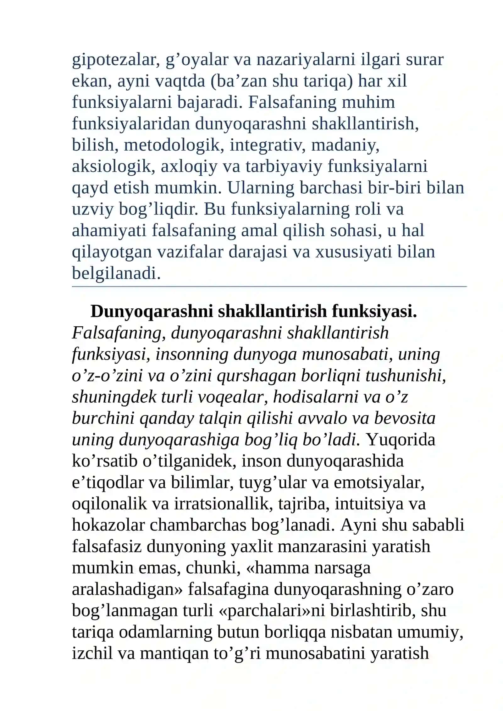 Falsafaning funksiyalari 2