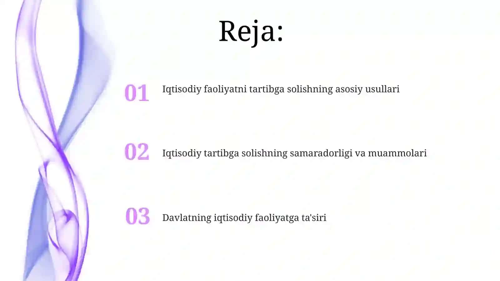 Iqtisodiy faoliyatni tartibga solish 2