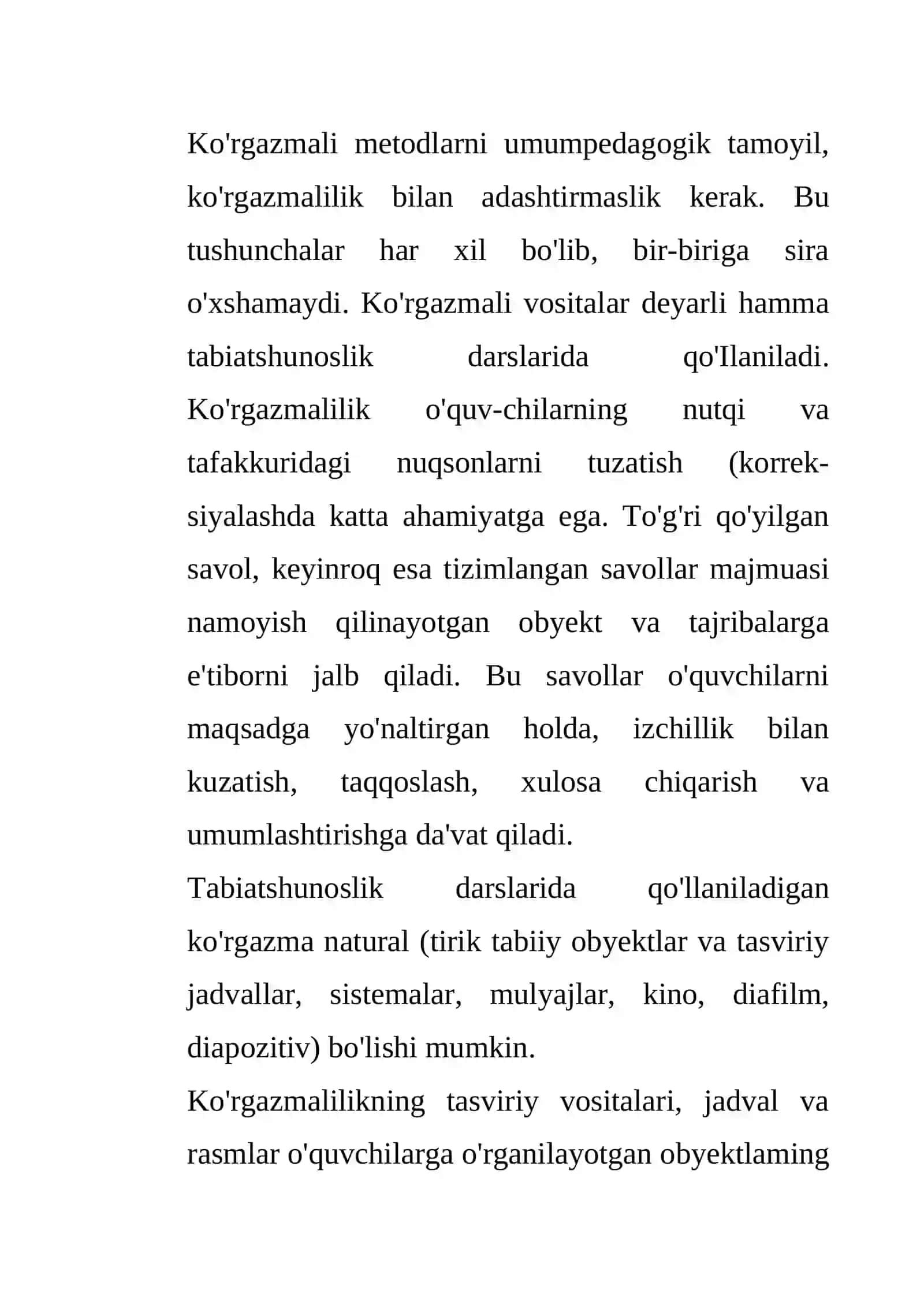 Tabiatshunoslikni o'qitishning ko'rgazmali uslubi 2