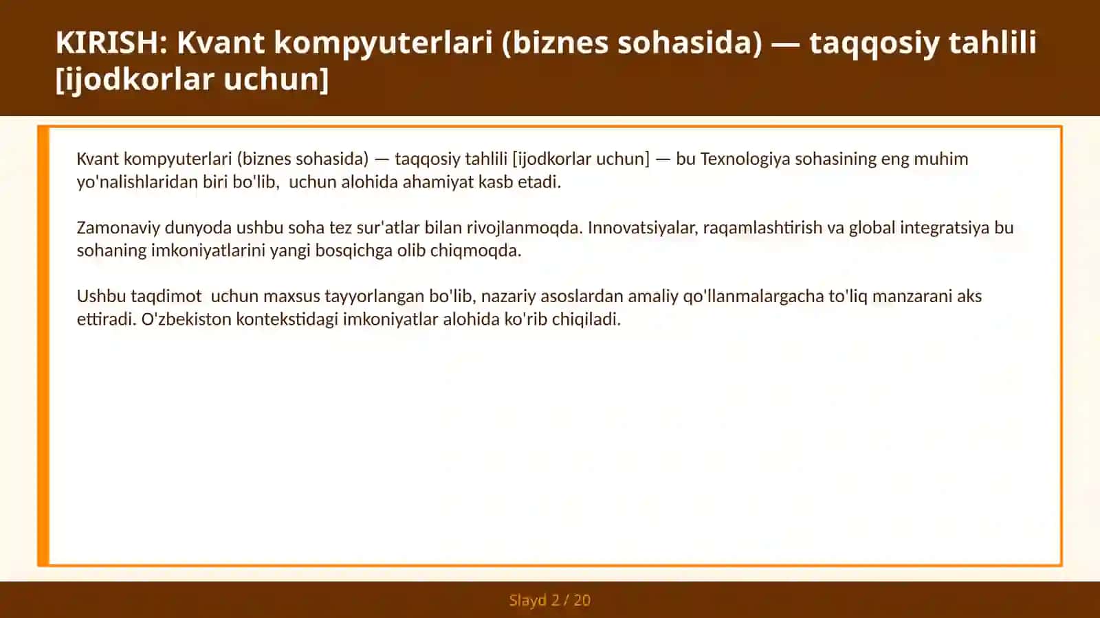 Kvant kompyuterlari (biznes sohasida) — taqqosiy tahlili [IJODKORLAR UCHUN] 2
