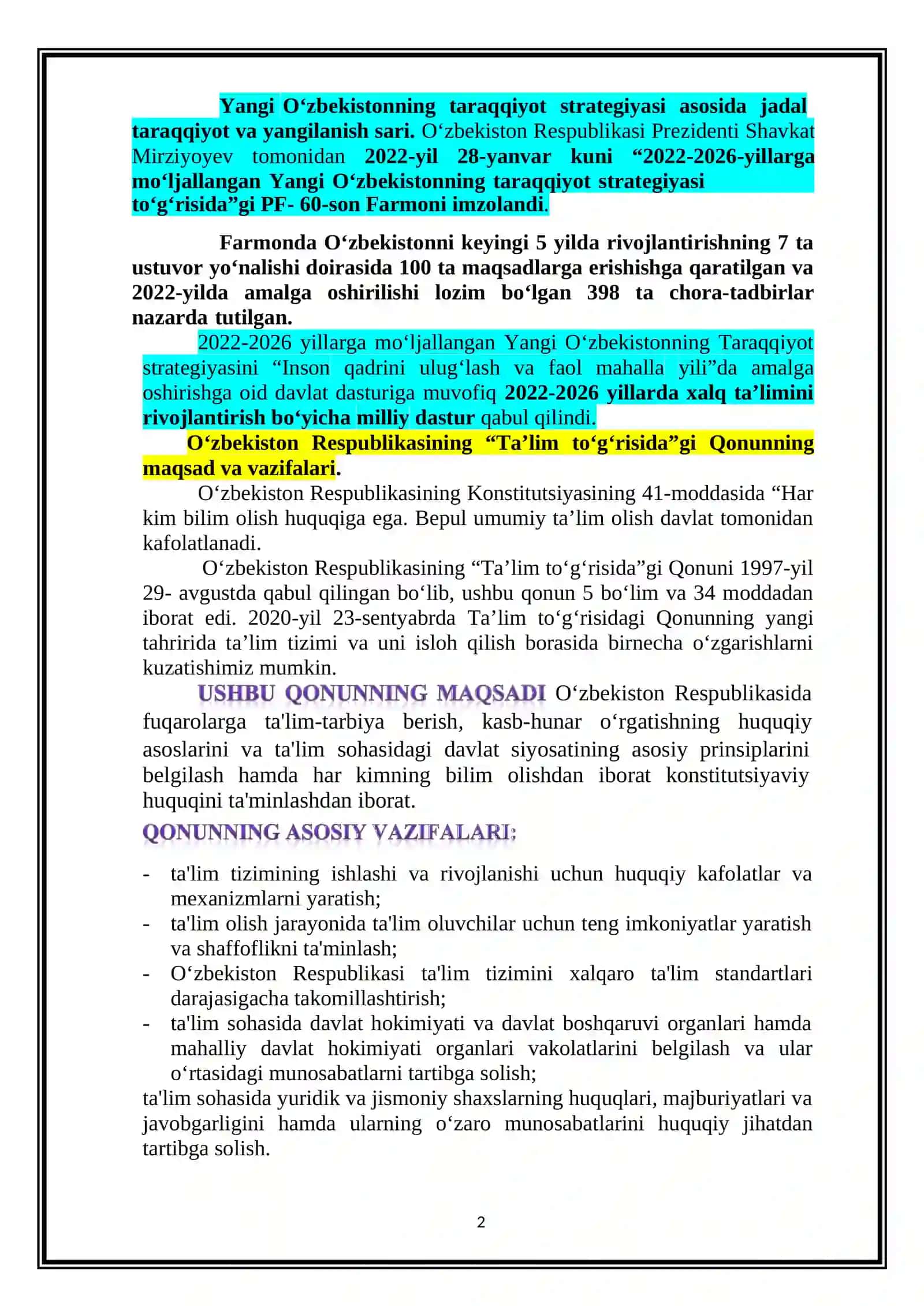 “Pedagogika nazariyasi va tarixi” qo‘llanmasi asosida Ajoyib qo’llanma 2