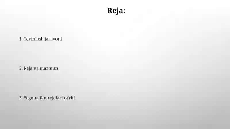 Yagona schotlar rejasi,ularni tayinlanishi va tarkibi 2