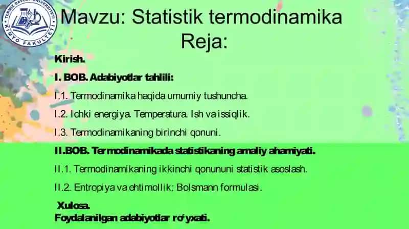 Fizika va Kimyo fanidan kurs 2
