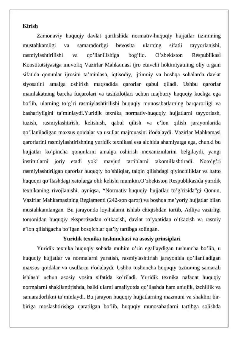 Vazirlar Mahkamasi qarorlarini rasmiylashtirishning yuridik texnikasi 2