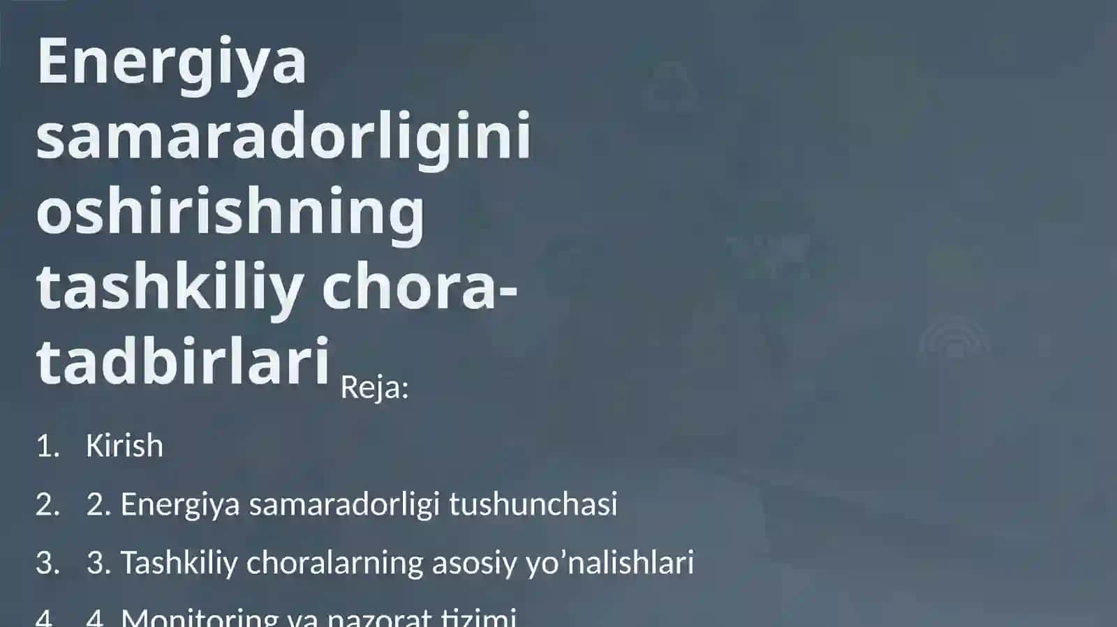 Energomenejment fanidan Mustaqil ishi 2