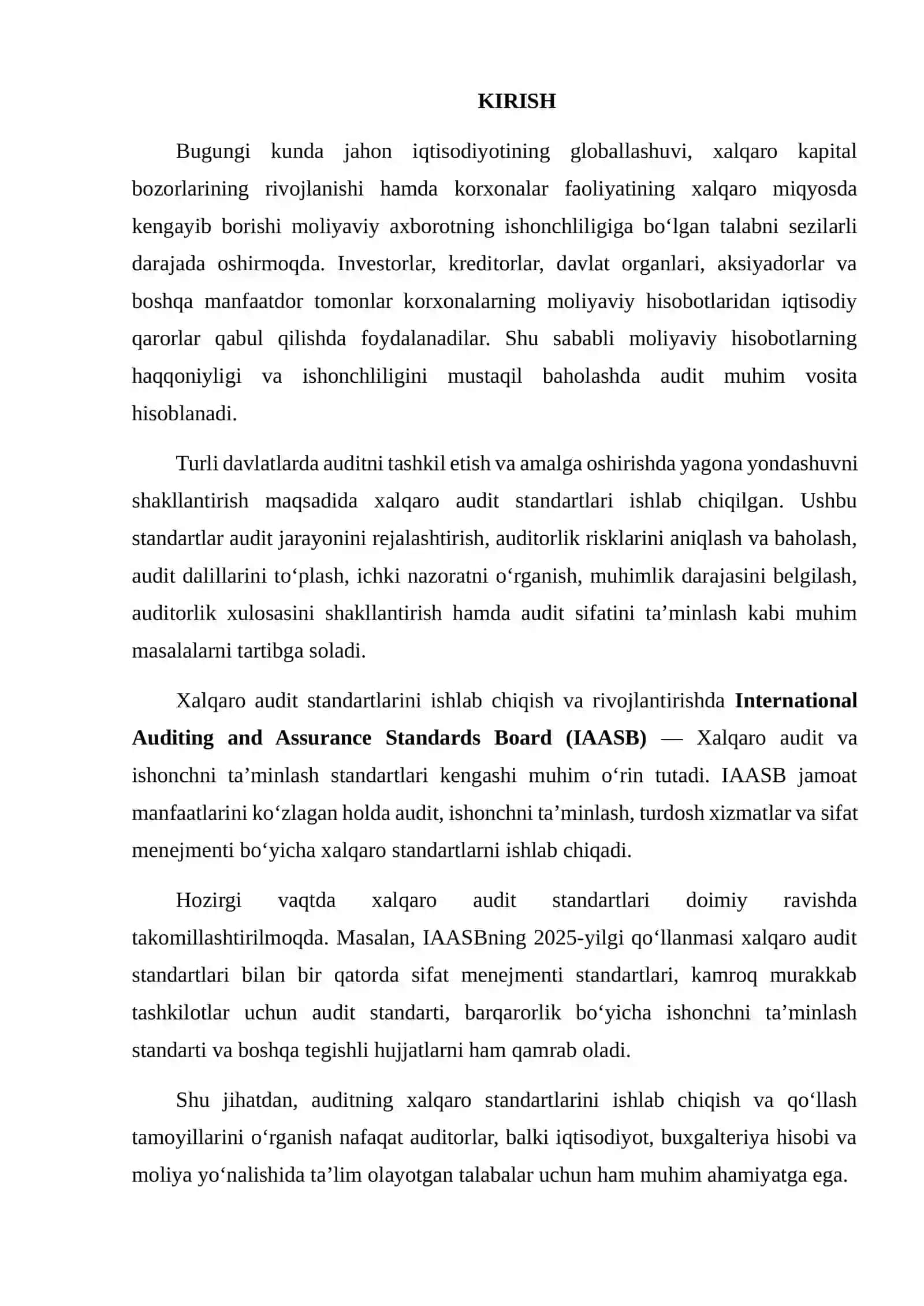 AUDITNING XALQARO STANDARTLARINI ISHLAB CHIQISH VA QO‘LLASHNING ASOSIY TAMOYILLARI 2