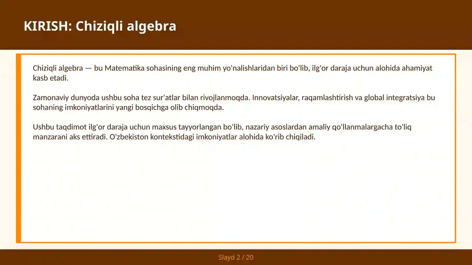 Chiziqli algebra 2