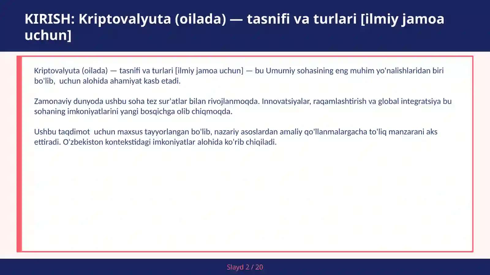 Kriptovalyuta (oilada) — tasnifi va turlari [ilmiy jamoa uchun] 2