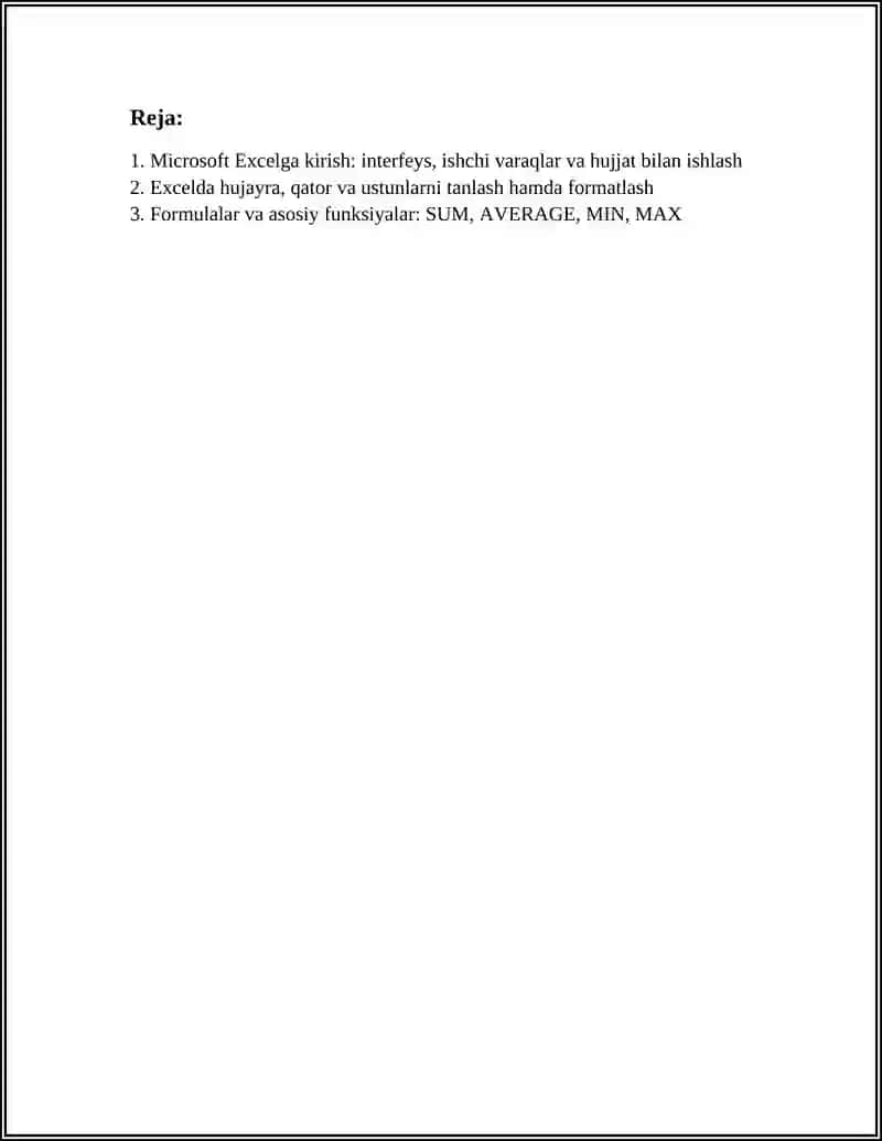 MICROSOFT EXCEL 2
