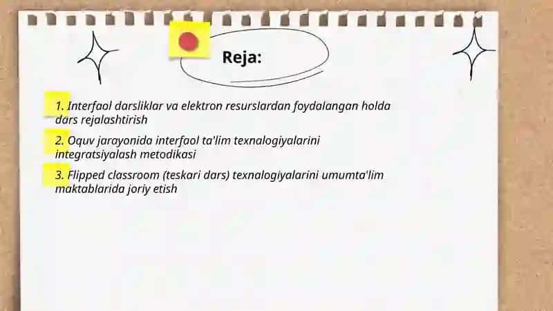 Interfaol darsliklar va elektron resurslardan foydalangan holda dars rejalashtirish 2