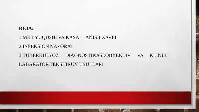 Tuberkulyoz klinikasida infeksion nazorati 2