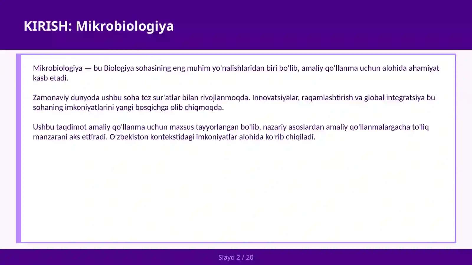 Mikrobiologiya - Bakteriya virus — amaliy qo'llanma 2