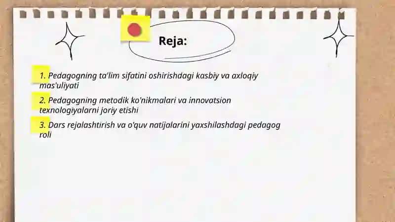 Pedagogning ta'lim sifatini oshirishda pedagogning o'rni 2