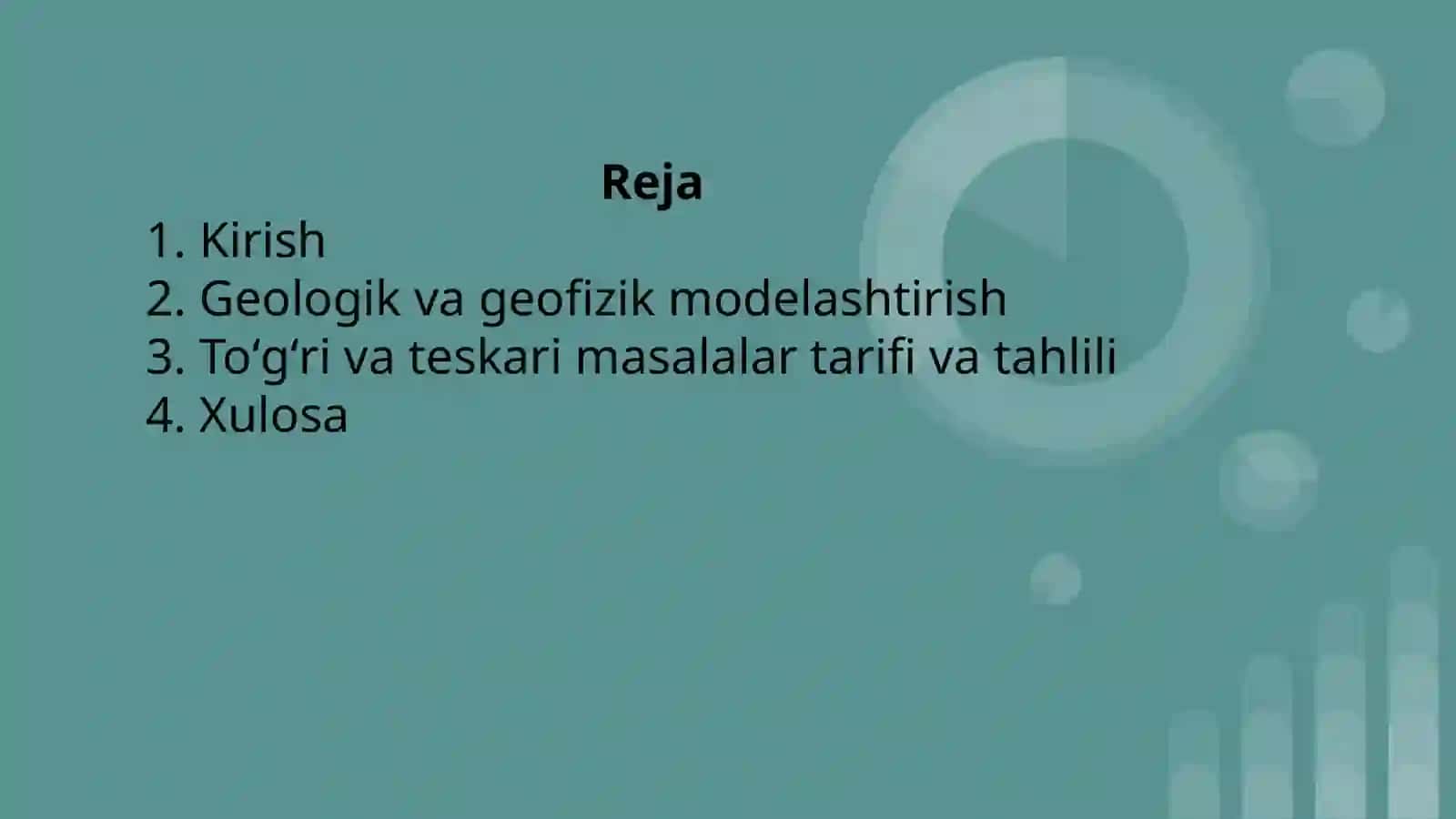 GEOLOGIK VA GEOFIZIK MODELLASHTIRISH. TO‘G‘RI VA TESKARI MASALALAR 2