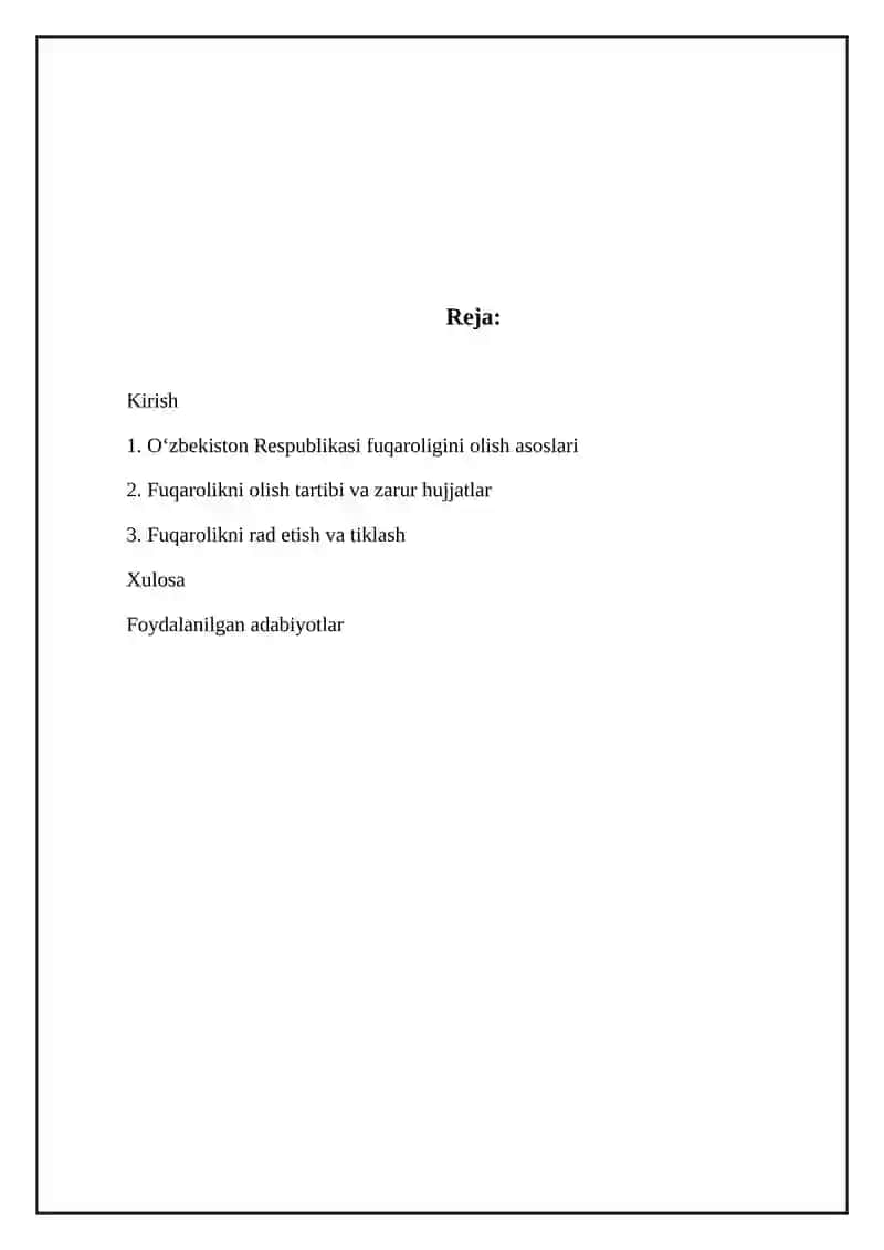 O’zbekiston Respublikasi Fuqoroligini Olish 2