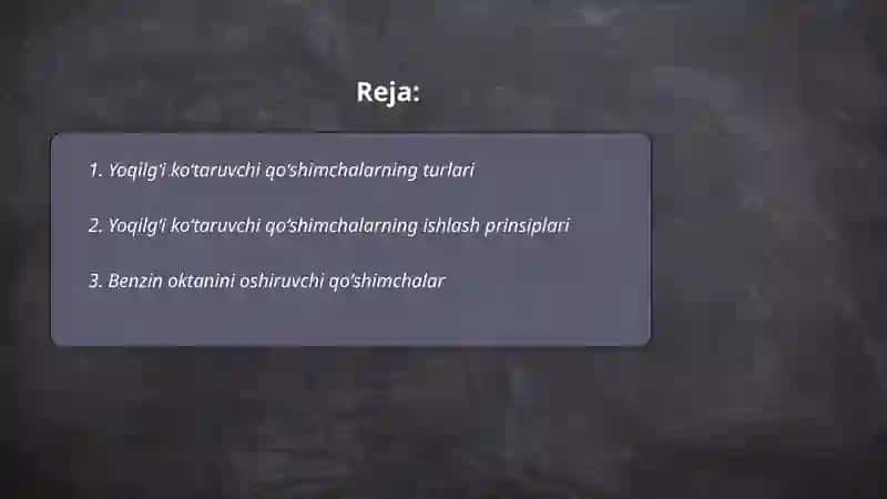 Yoqilgʻi koʻtaruvchi qoʻshimchalar 2