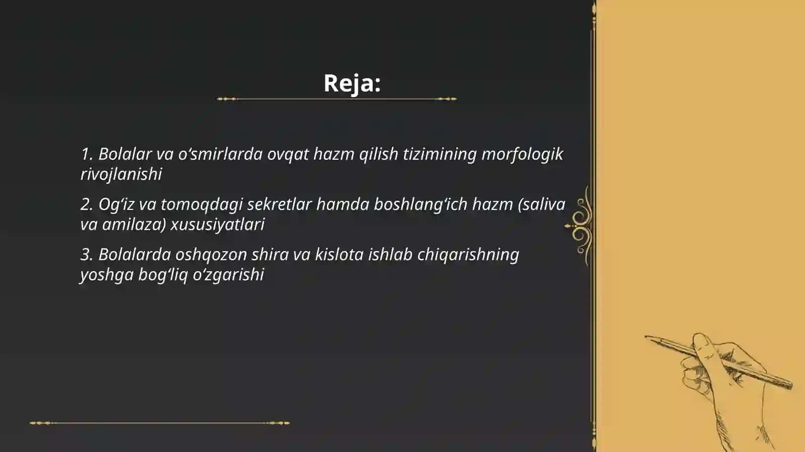 Bolalar va oʻsmirlarda ovqat hazm qilish tizimining morfologik rivojlanishi 2