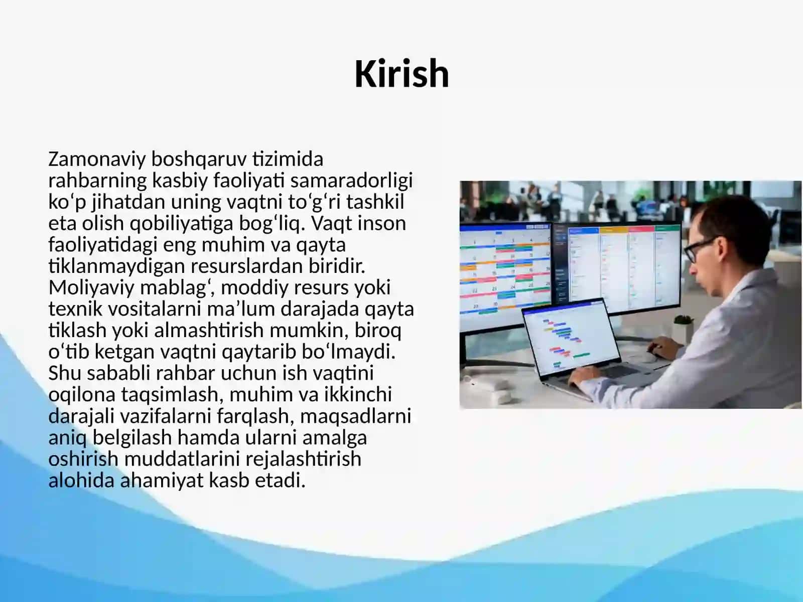 Rahbarning ish vaqtidan samarali foydalanishi. Boshqaruvda vaqtni va maqsadlarni rejalashtirish 2