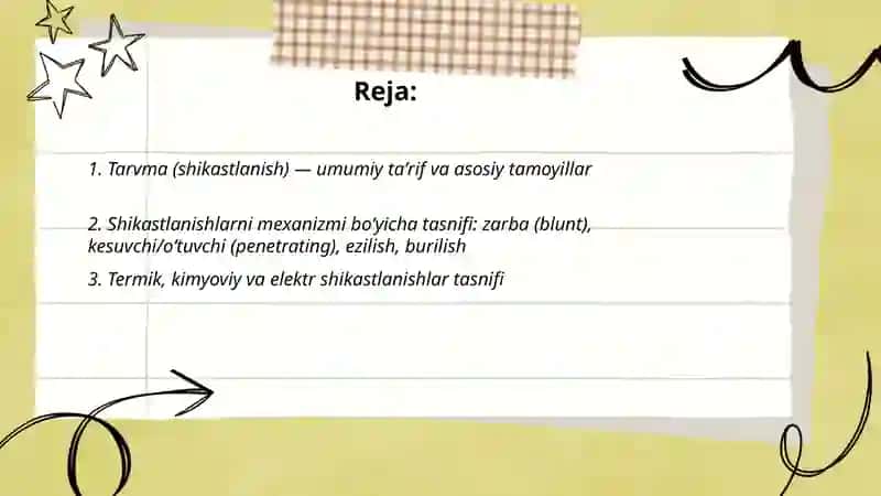 Tarvmalar.(shikastlanish).Umumiy holatlar 2
