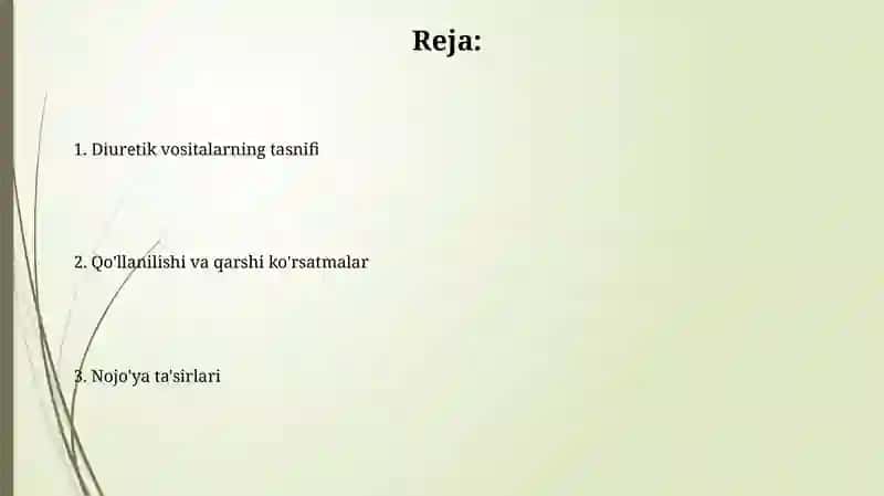 Diuretik dori vositalari klassifikatsiyasi 2