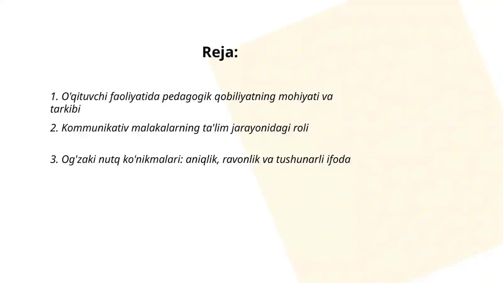 O'qituvchi faoliyatida pedagogik qobiliyat. Kommunikativ malakalar va ta'sir kòrsatish 2