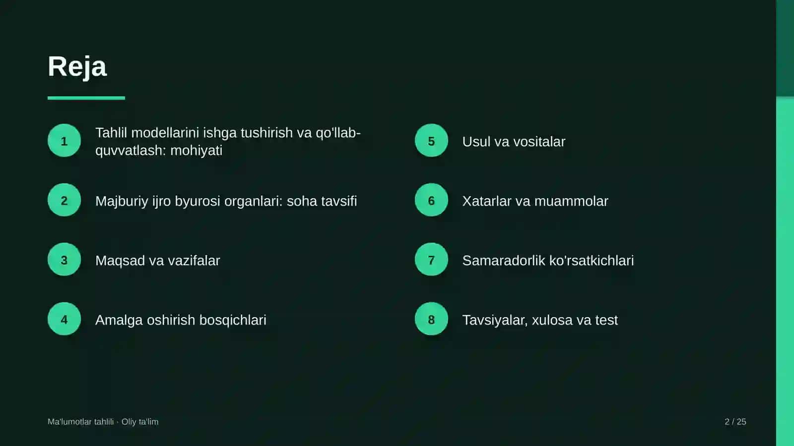majburiy ijro byurosi organlarida tahlil modellarini ishga tushirish va qo'llab quvvatlash 3435 2