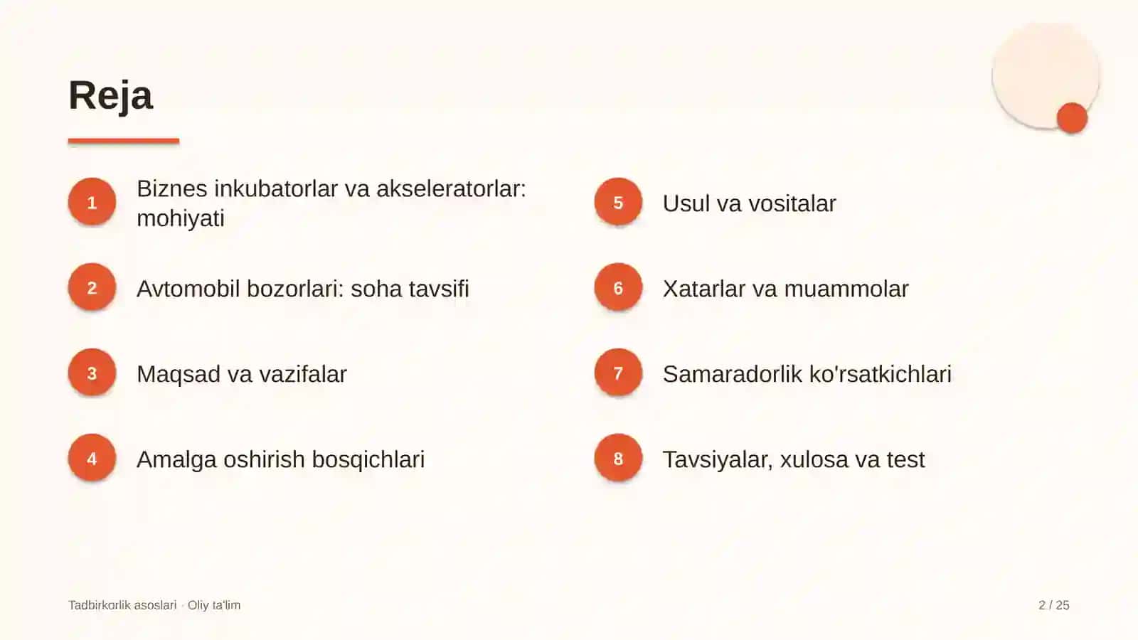 Avtomobil bozorlarida biznes inkubatorlar va akseleratorlar faoliyati 2