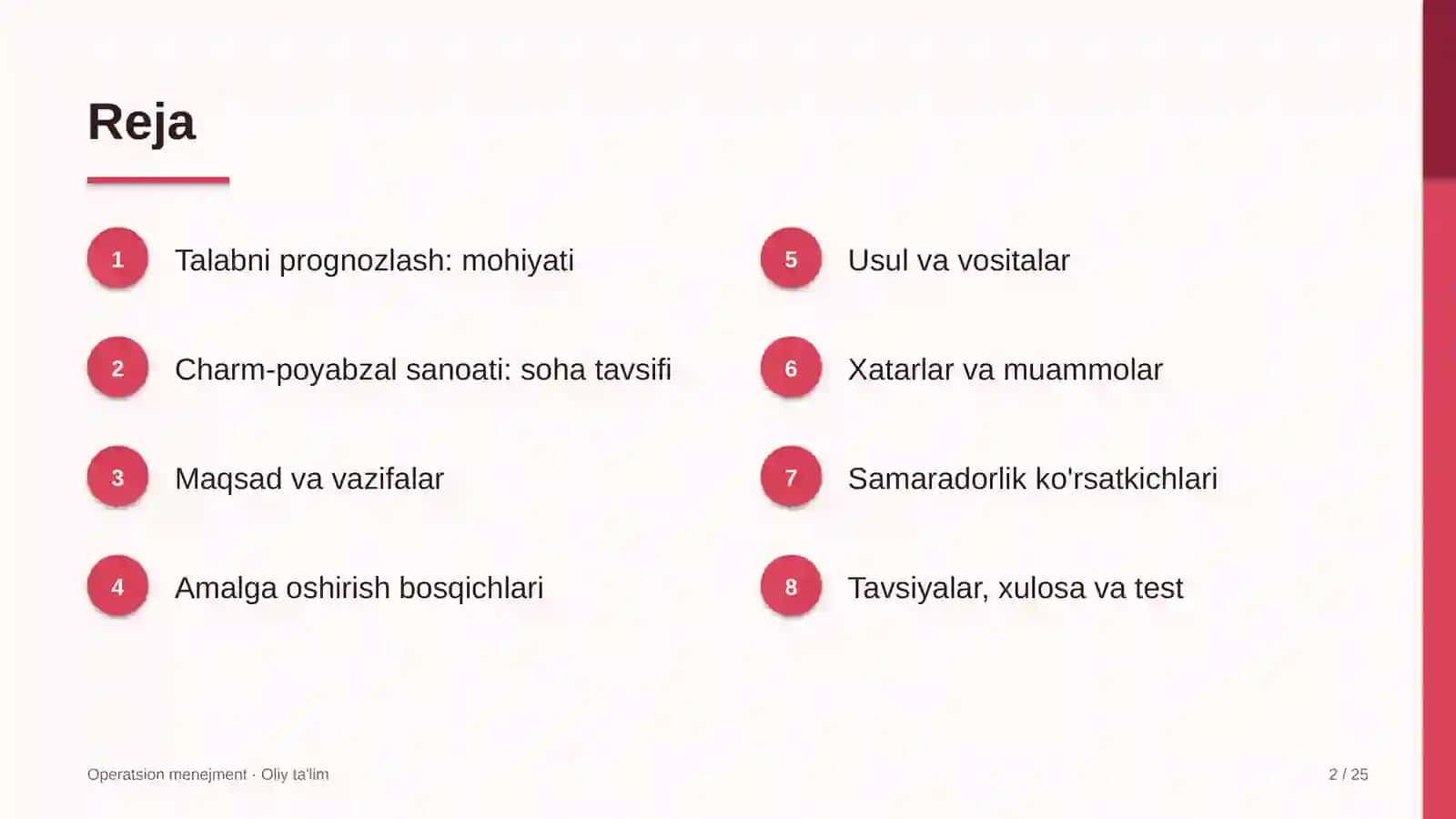 Operatsion Menejment · Oliy Ta'limg 2