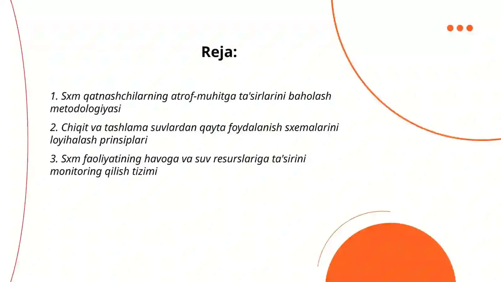 Sxm qatnashchilarning atrof-muhitga ta'sirlarini baholash metodologiyasi 2
