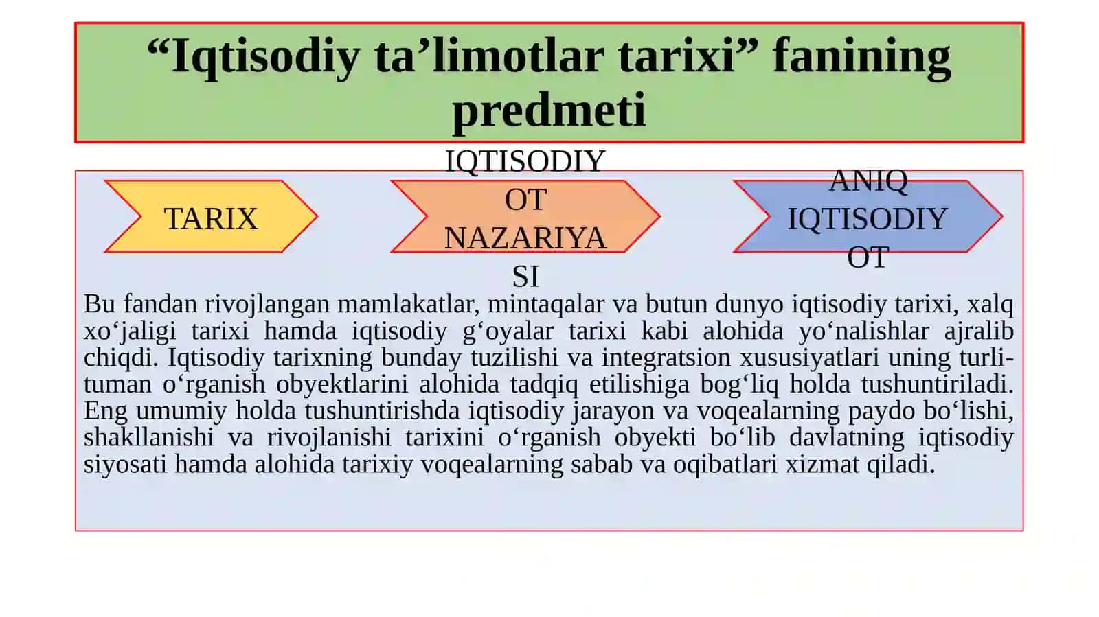 “Iqtisodiyta’limotlartarixi” fanining predmeti 2