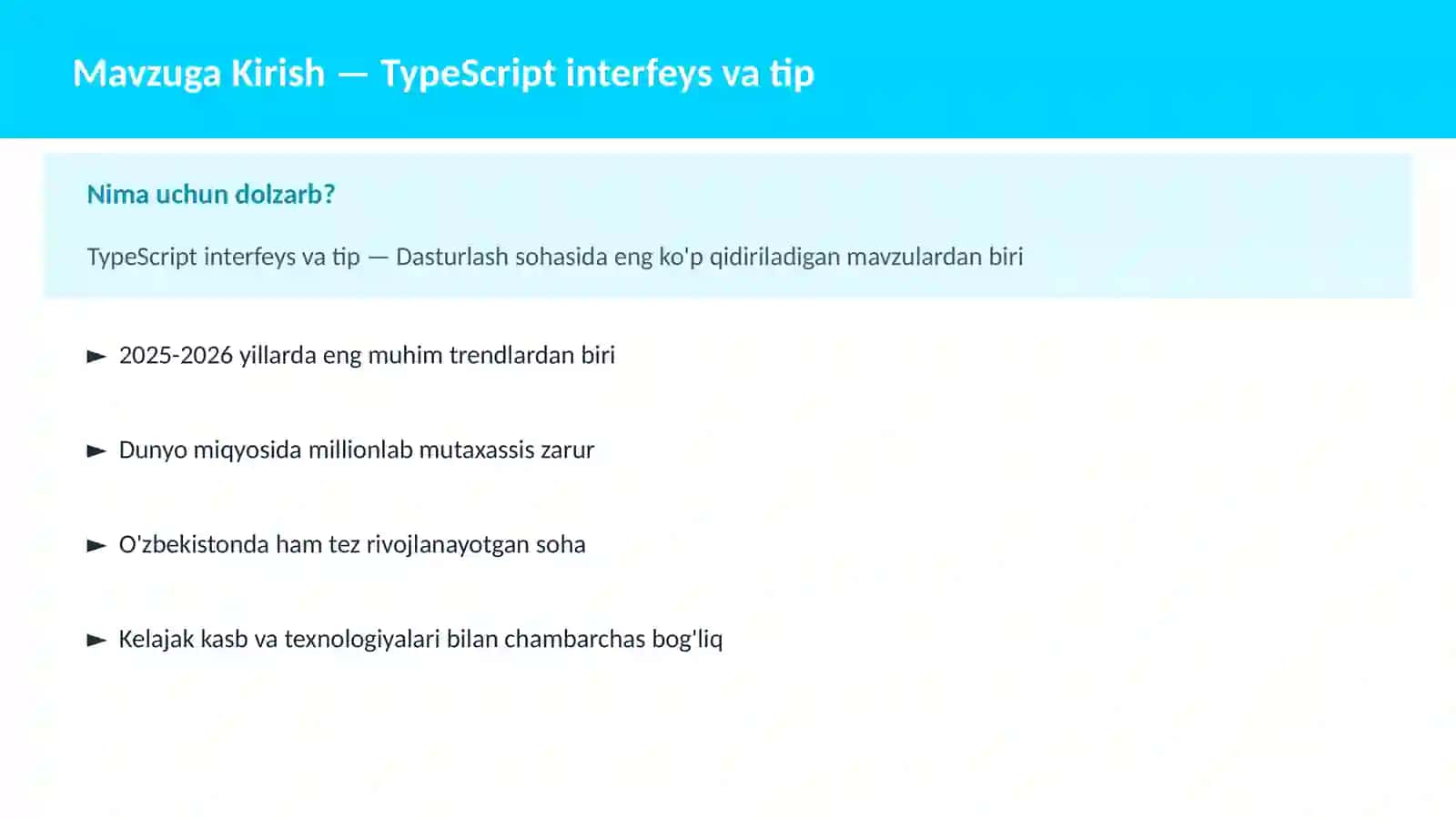 TypeScript interfeys va tip 2