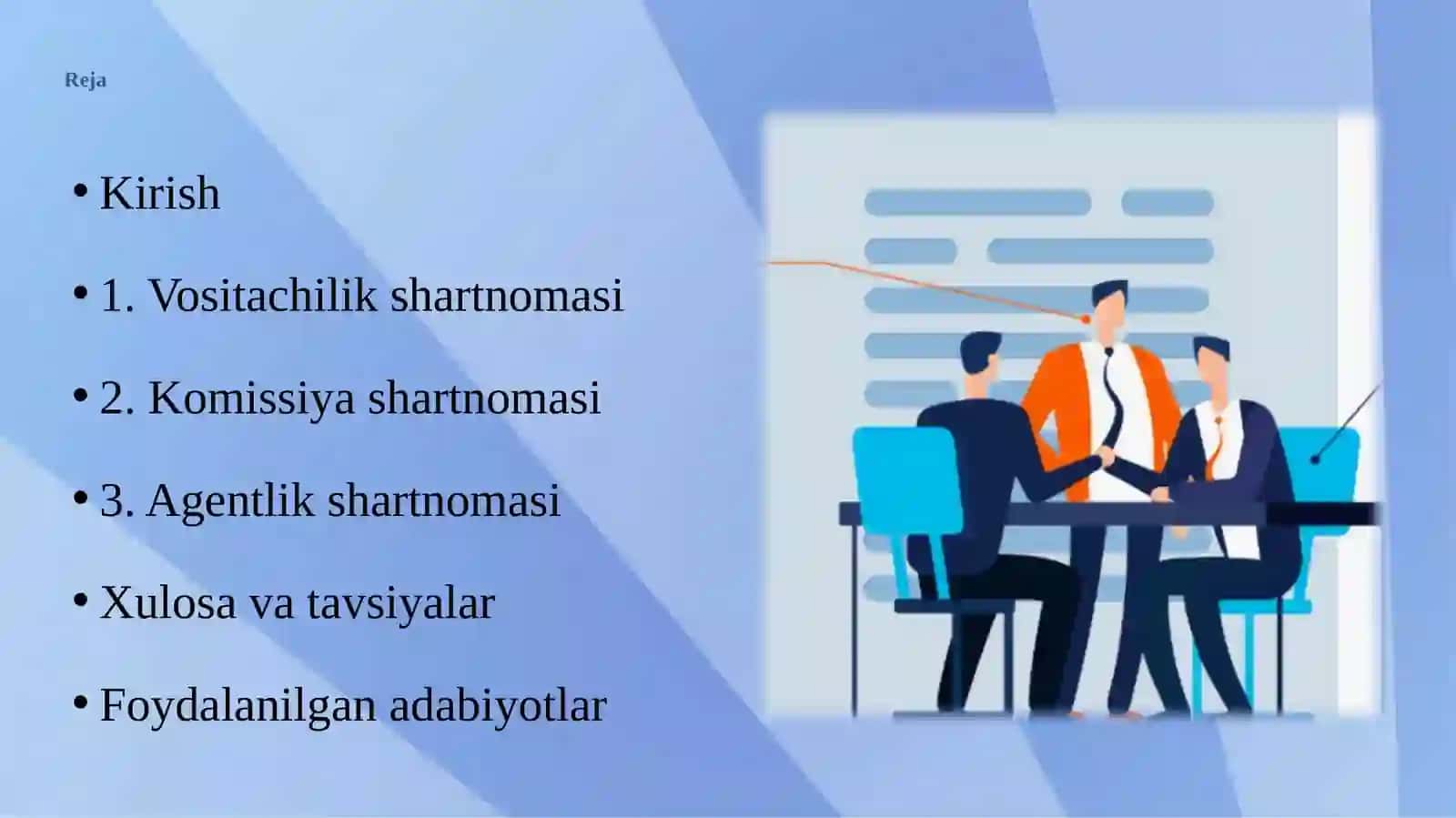 Vositachilik, komissiya va agentlik shartnomalarining o‘zaro farqlari 2