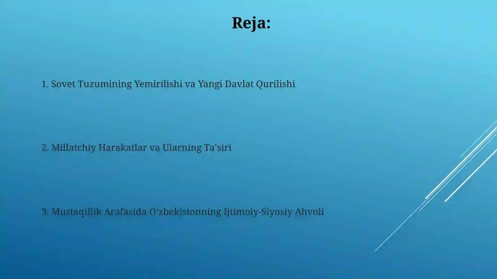 Mustaqillikka erishisharafasida O'zbekiston ijtimoiy-siyosiy o'zgarishlar 2