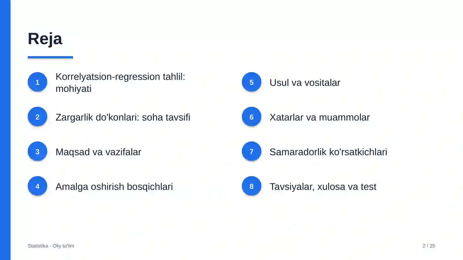 Zargarlik do'konlarida korrelyatsion-regression tahlil 2