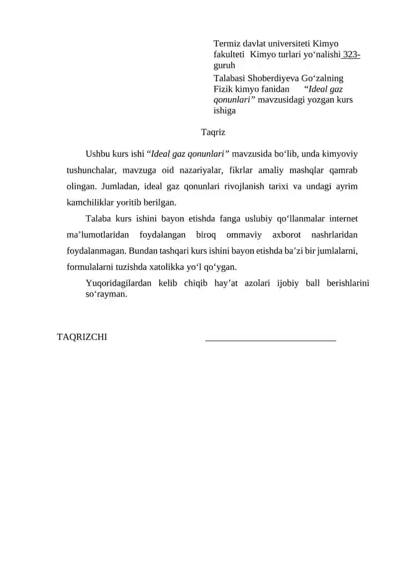 IDEAL GAZ QONUNLAR 2