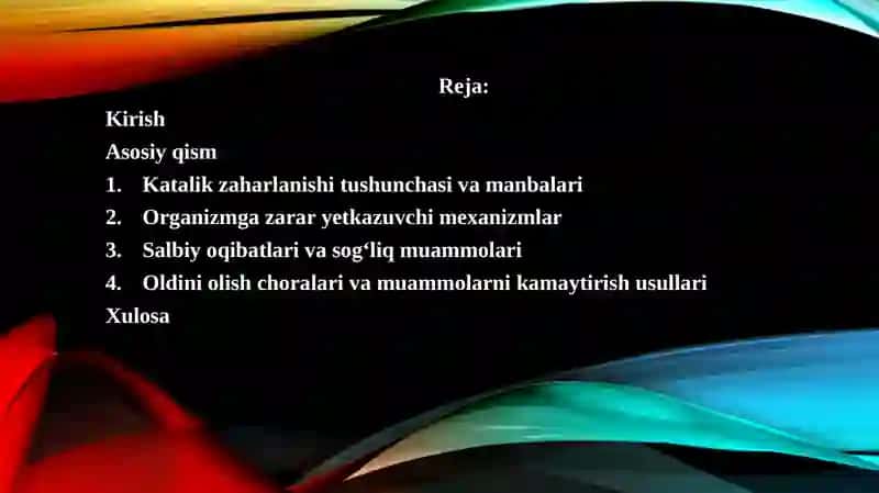Katalik zaharlanish 2