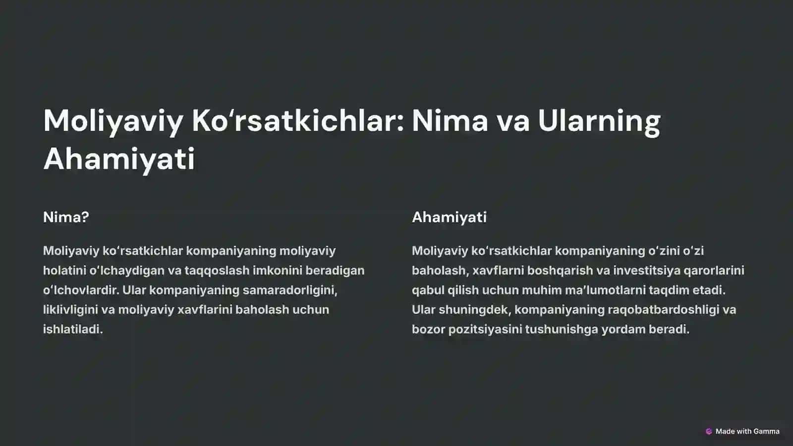Moliyaviy Hisobotlarni Tahlil Qilish 2