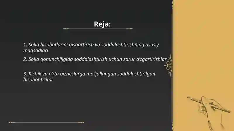 Soliq hisobotlarini qisqartirish va soddalashtirish 2