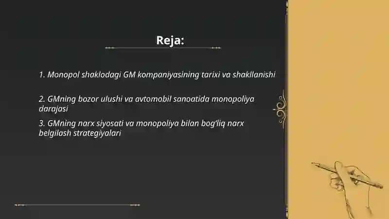 Monopol shaklodagi GM kompanyasi 2