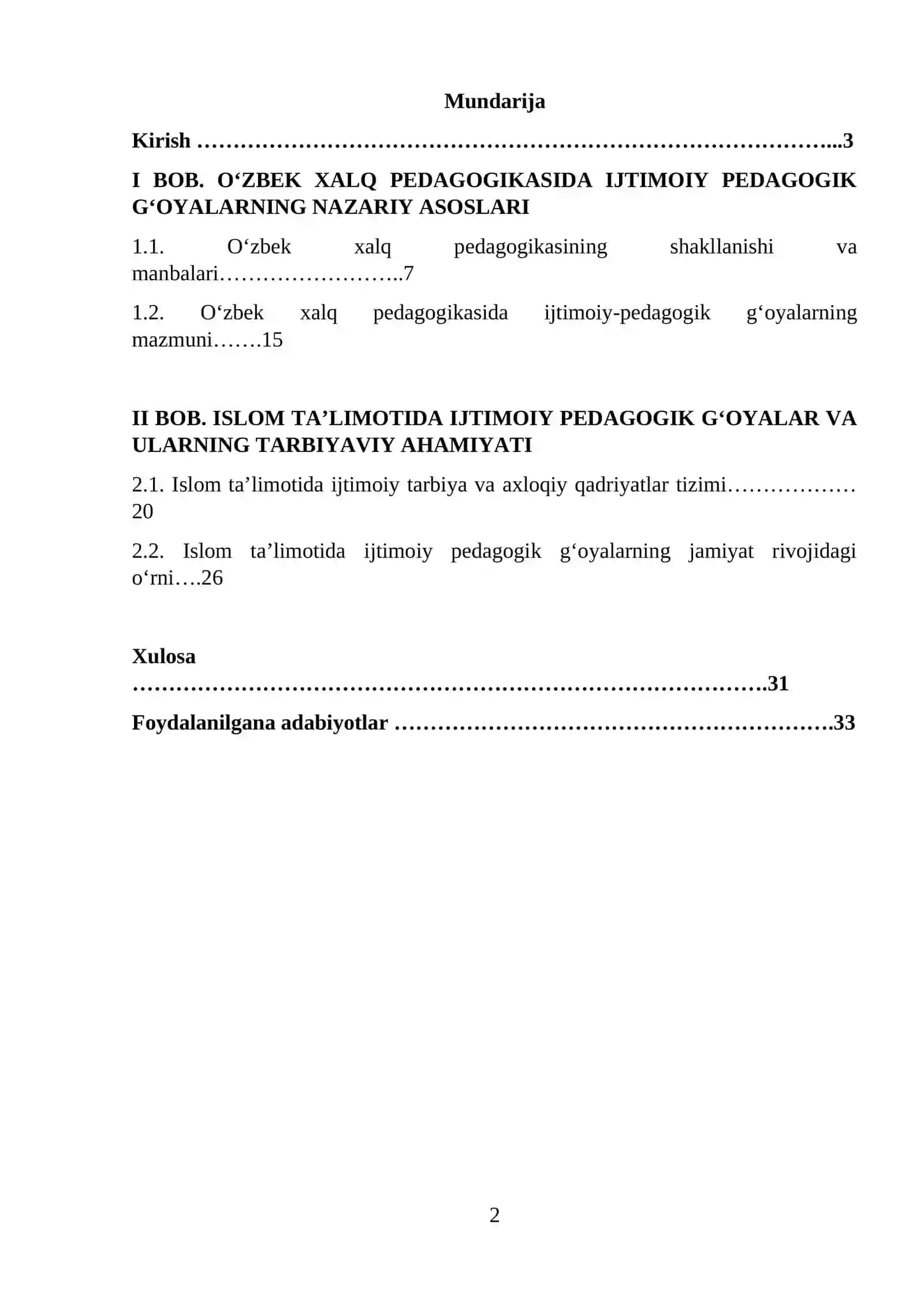 OʻZBEK XALQ PEDAGOGIKASI VA ISLOM TAʼLIMOTIDA IJTIMOIY PEDAGOGIK GʻOYALAR 2