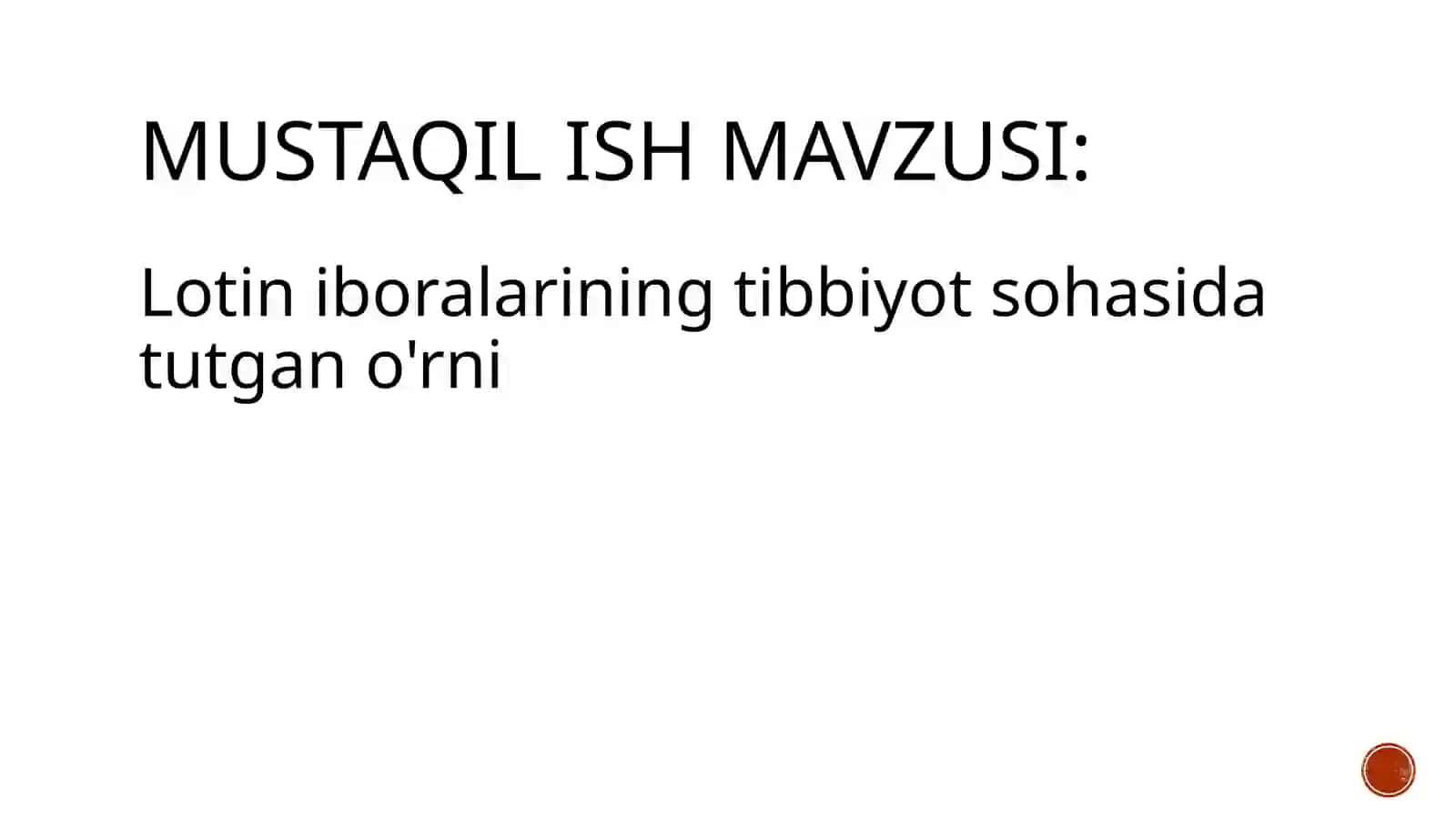 Lotin Ibora va Tibbiy Terminologiya 2