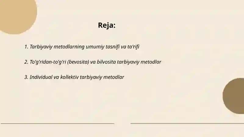 Tarbiyaning umumiy metodlari tasnifi 2